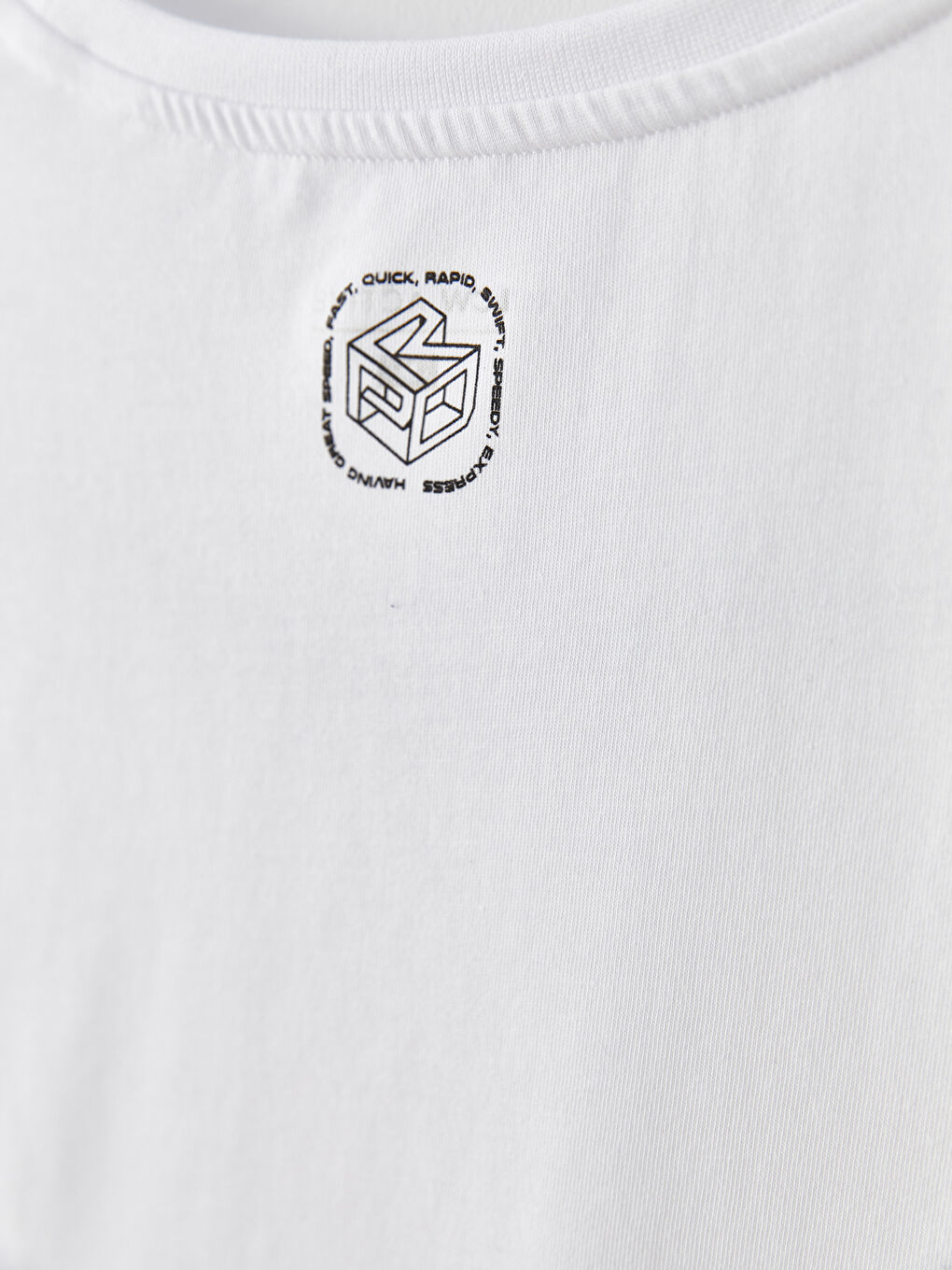 Beyaz Bisiklet Yaka Kısa Kollu Baskılı Erkek Spor Tişört-8