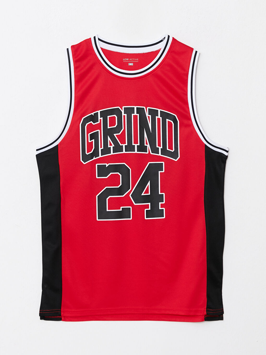 Kırmızı Bisiklet Yaka Baskılı Erkek Kolsuz Tişört-4