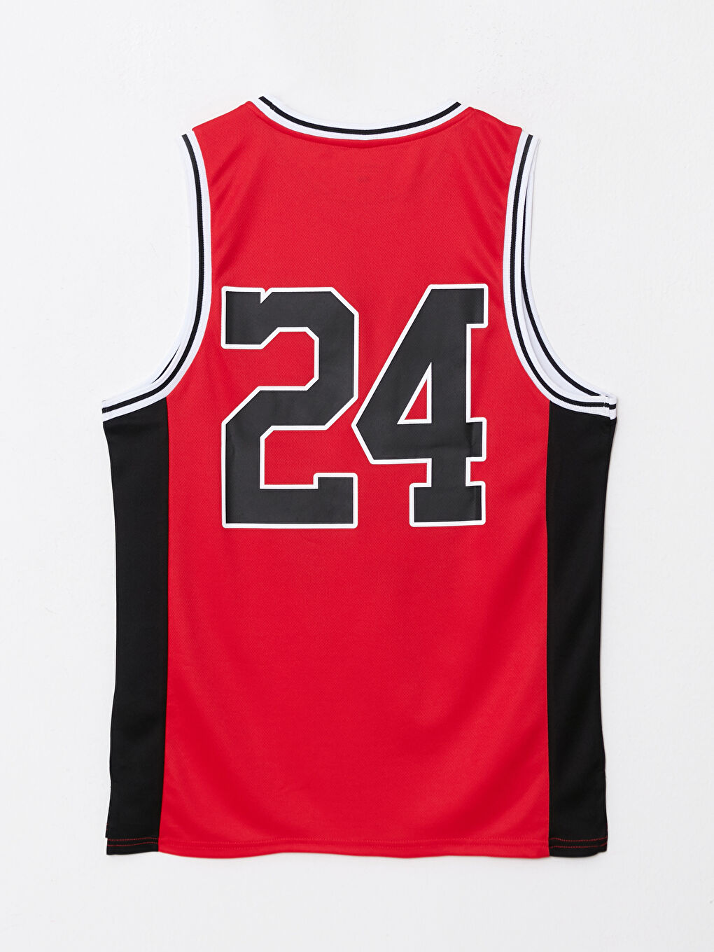 Kırmızı Bisiklet Yaka Baskılı Erkek Kolsuz Tişört-5