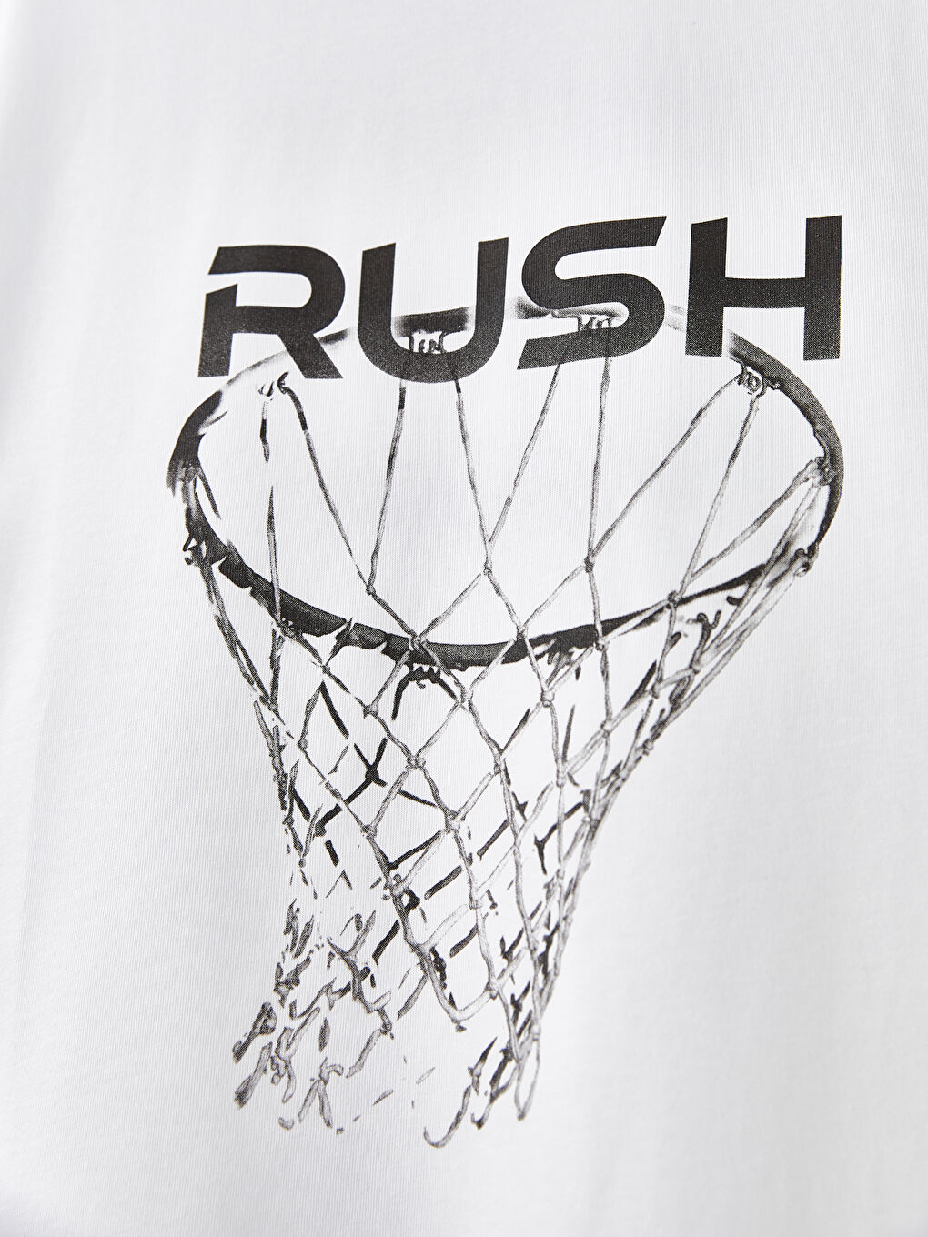 Beyaz Bisiklet Yaka Kısa Kollu Baskılı Erkek Spor Tişört-7