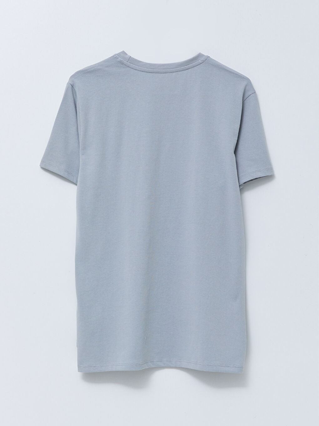 Gri Bisiklet Yaka Kısa Kollu Erkek Spor Tişört-1