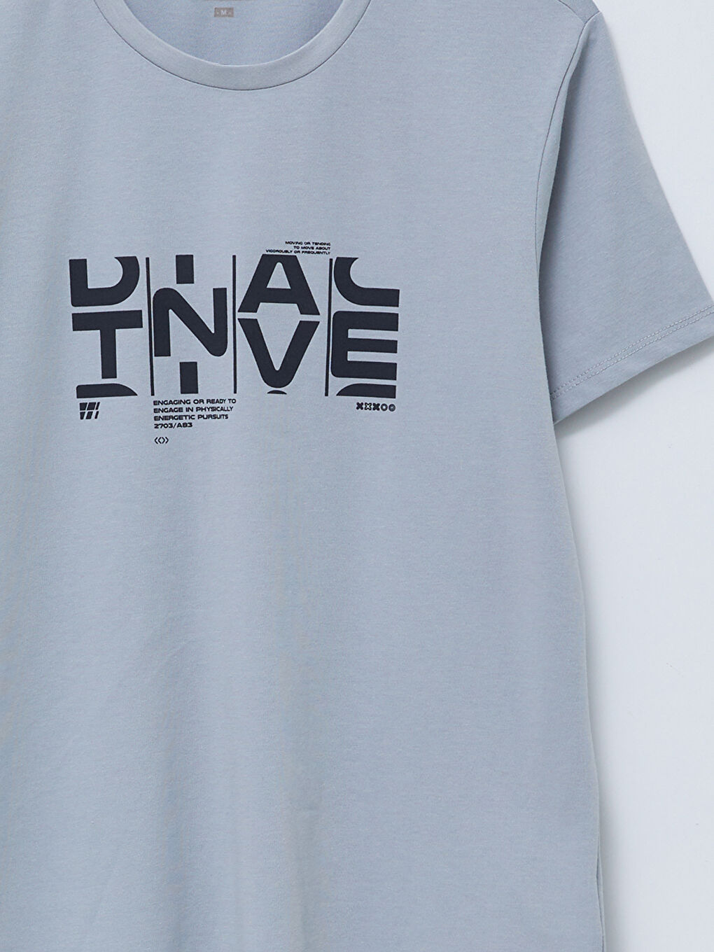 Gri Bisiklet Yaka Kısa Kollu Erkek Spor Tişört-2