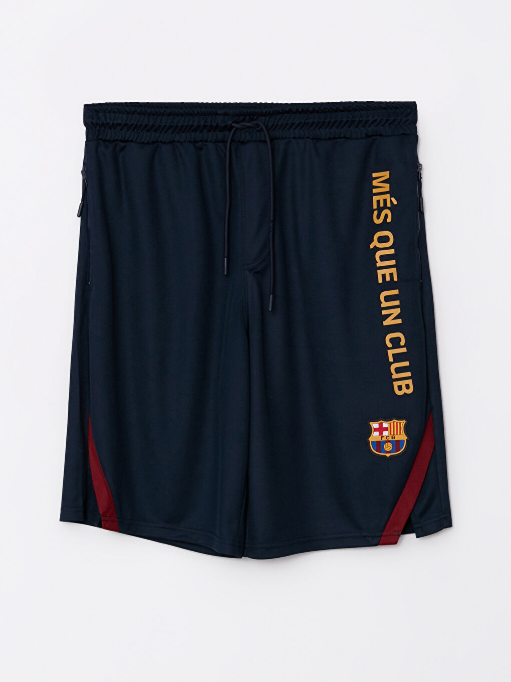 Lacivert Standart Kalıp Barcelona Baskılı Erkek Taraftar Şort-6