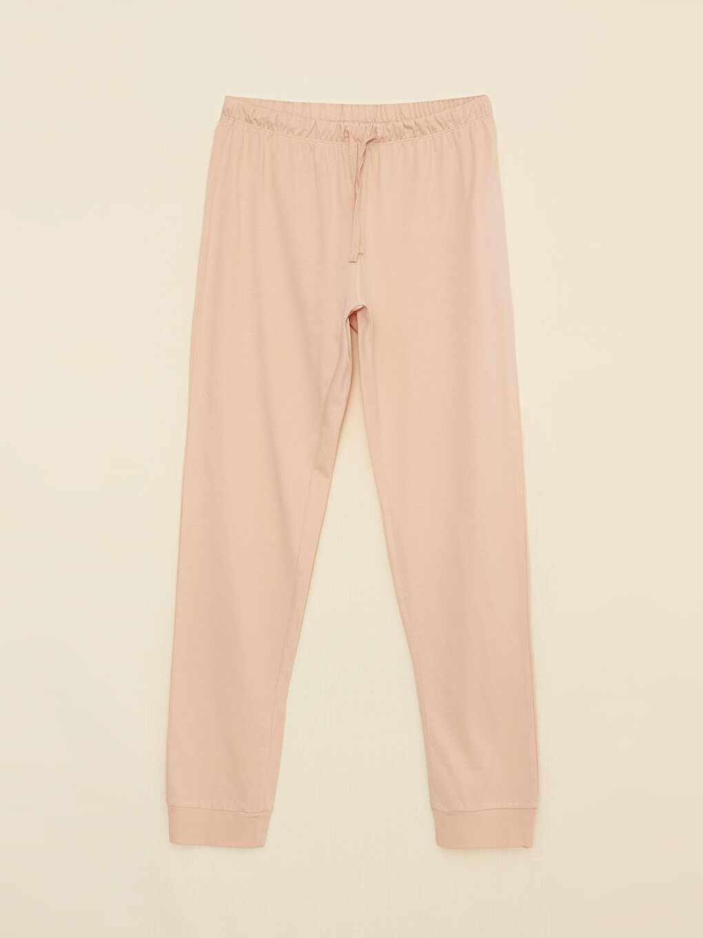 Bej Bisiklet Yaka Baskılı Kısa Kollu Pamuklu Kadın Pijama Takımı-7