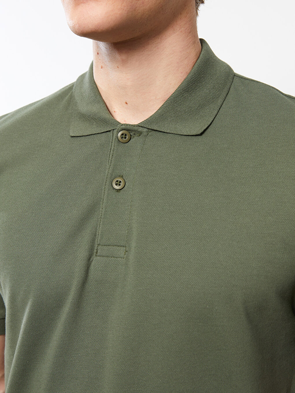 Polo Neck Short Sleeve Cotton Men's T-Shirt-3