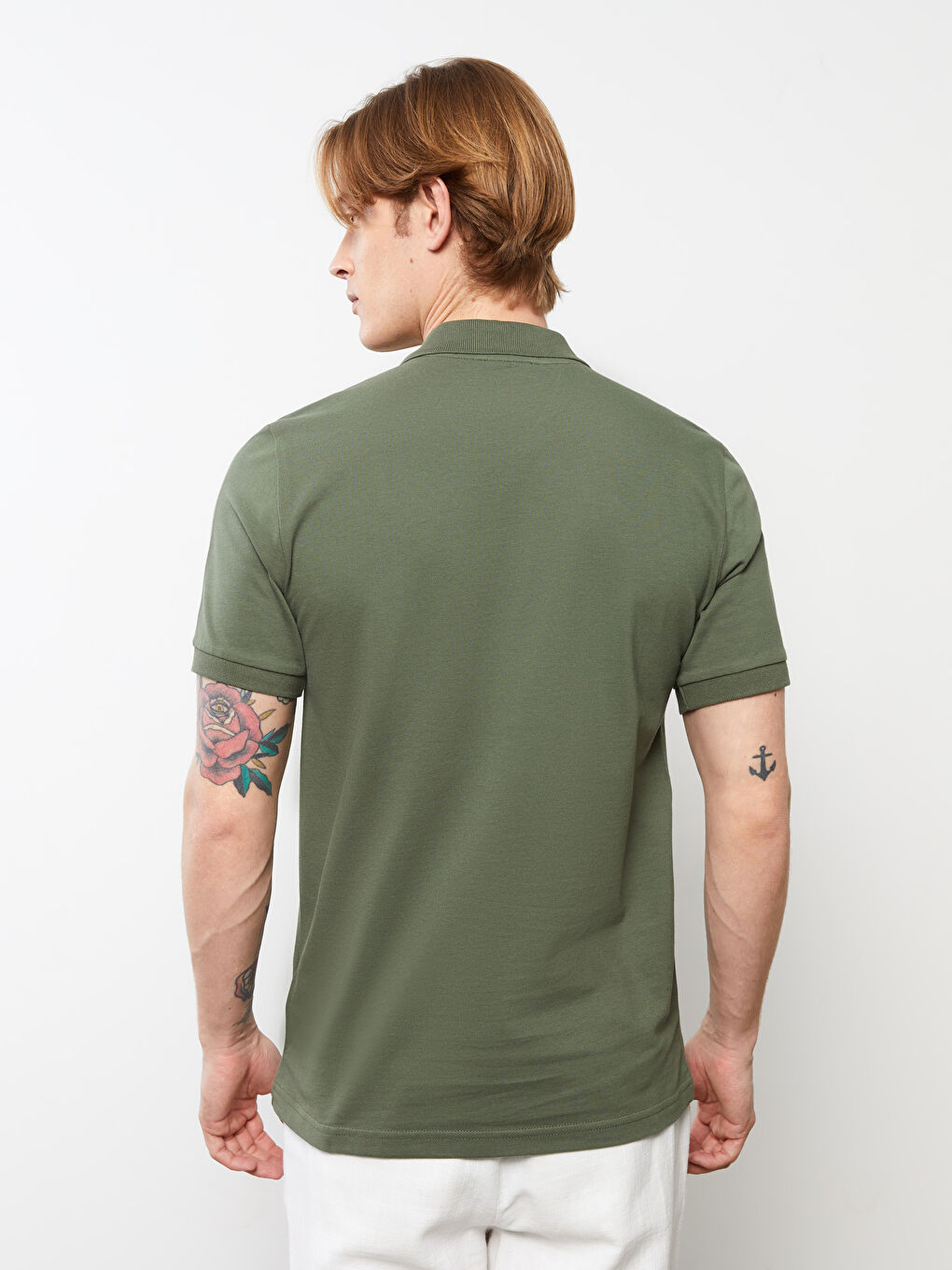 Polo Neck Short Sleeve Cotton Men's T-Shirt-4