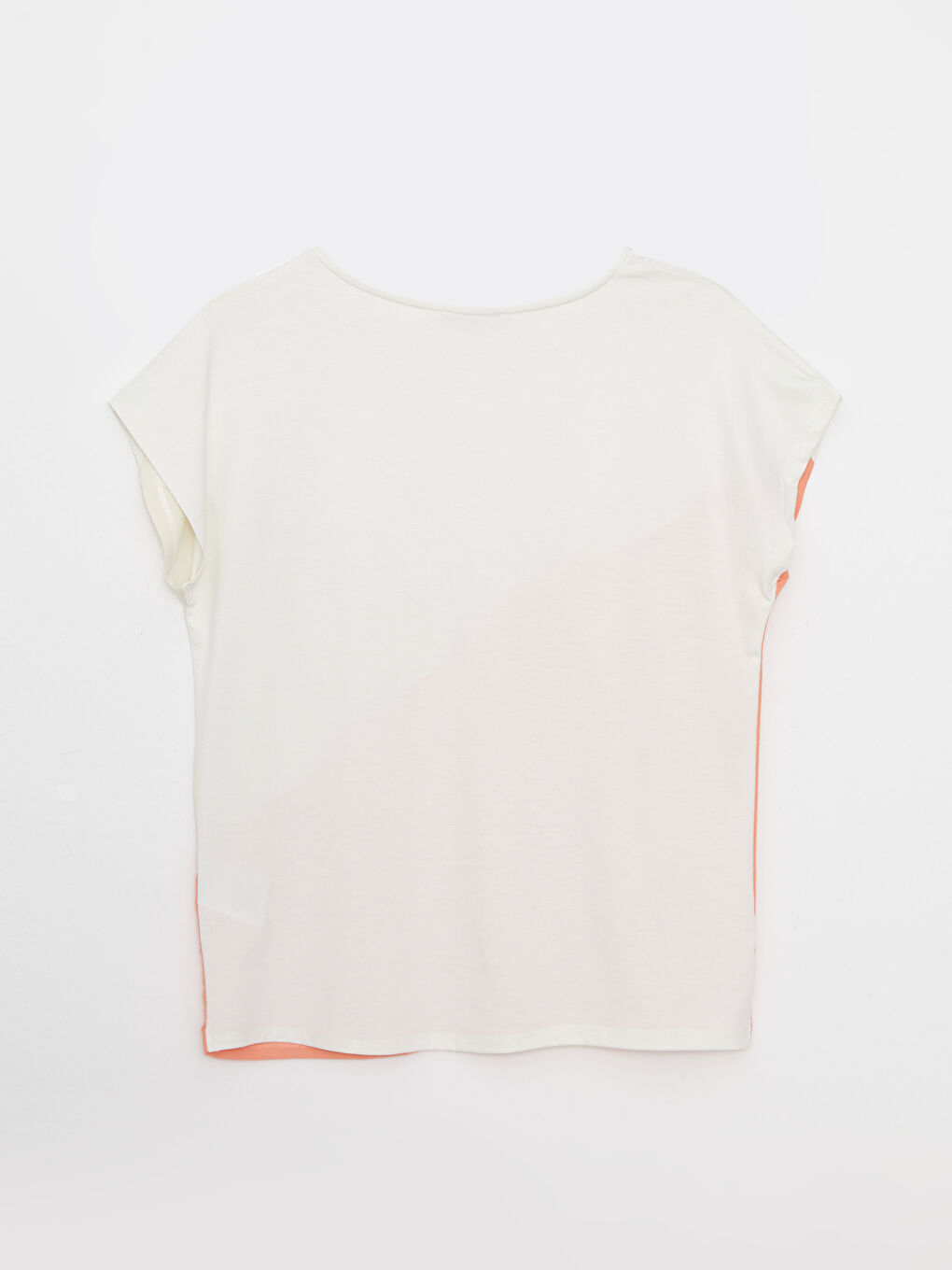 Crew Neck Color Block Short Sleeve Crepe Women's T-Shirt-6