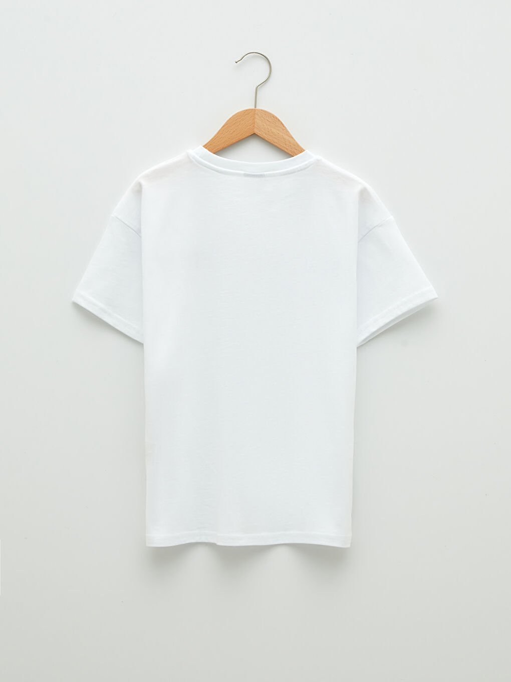 Beyaz Bisiklet Yaka Baskılı Kısa Kollu Erkek Çocuk Tişört-1