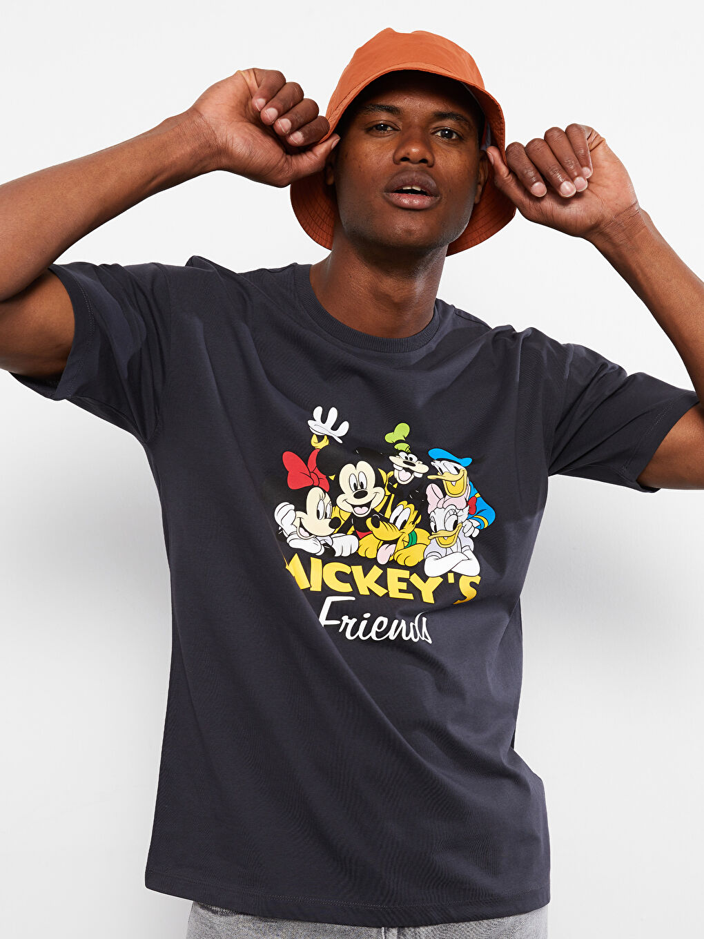 XSIDE Oversize Crew Neck Short Sleeve Mickey Mouse Printed Combed Cotton Men's T-Shirt -S2IF87Z8-SCP
