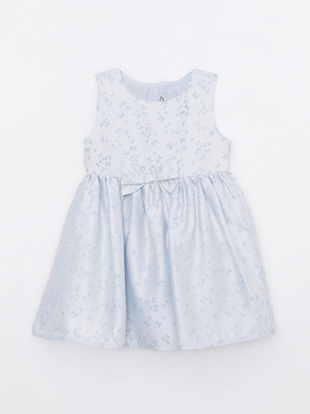 Mavi Bisiklet Yaka Desenli Kız Bebek Elbise