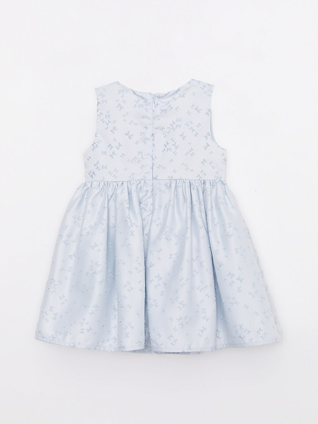 Mavi Bisiklet Yaka Desenli Kız Bebek Elbise-1