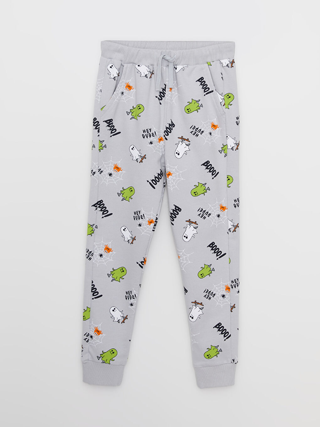 Gri Beli Lastikli Baskılı Erkek Çocuk Jogger Eşofman Altı