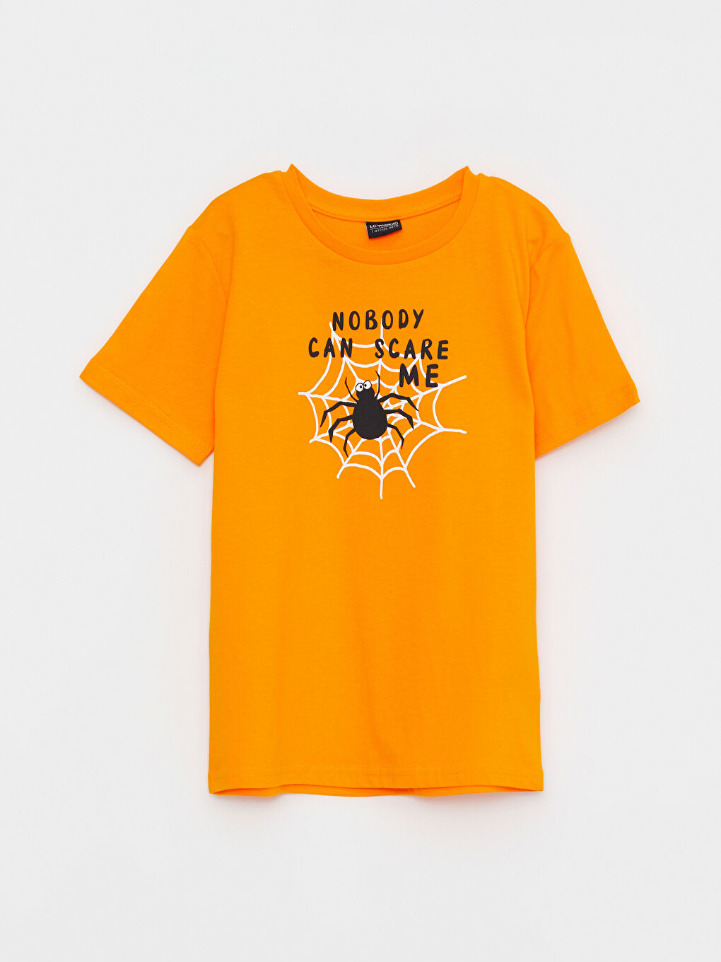Turuncu Bisiklet Yaka Baskılı Kısa Kollu Pamuklu Erkek Çocuk Tişört