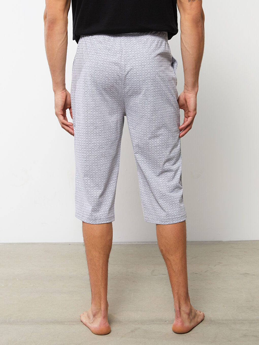 Gri Standart Kalıp Desenli Erkek Pijama Alt Şort-3