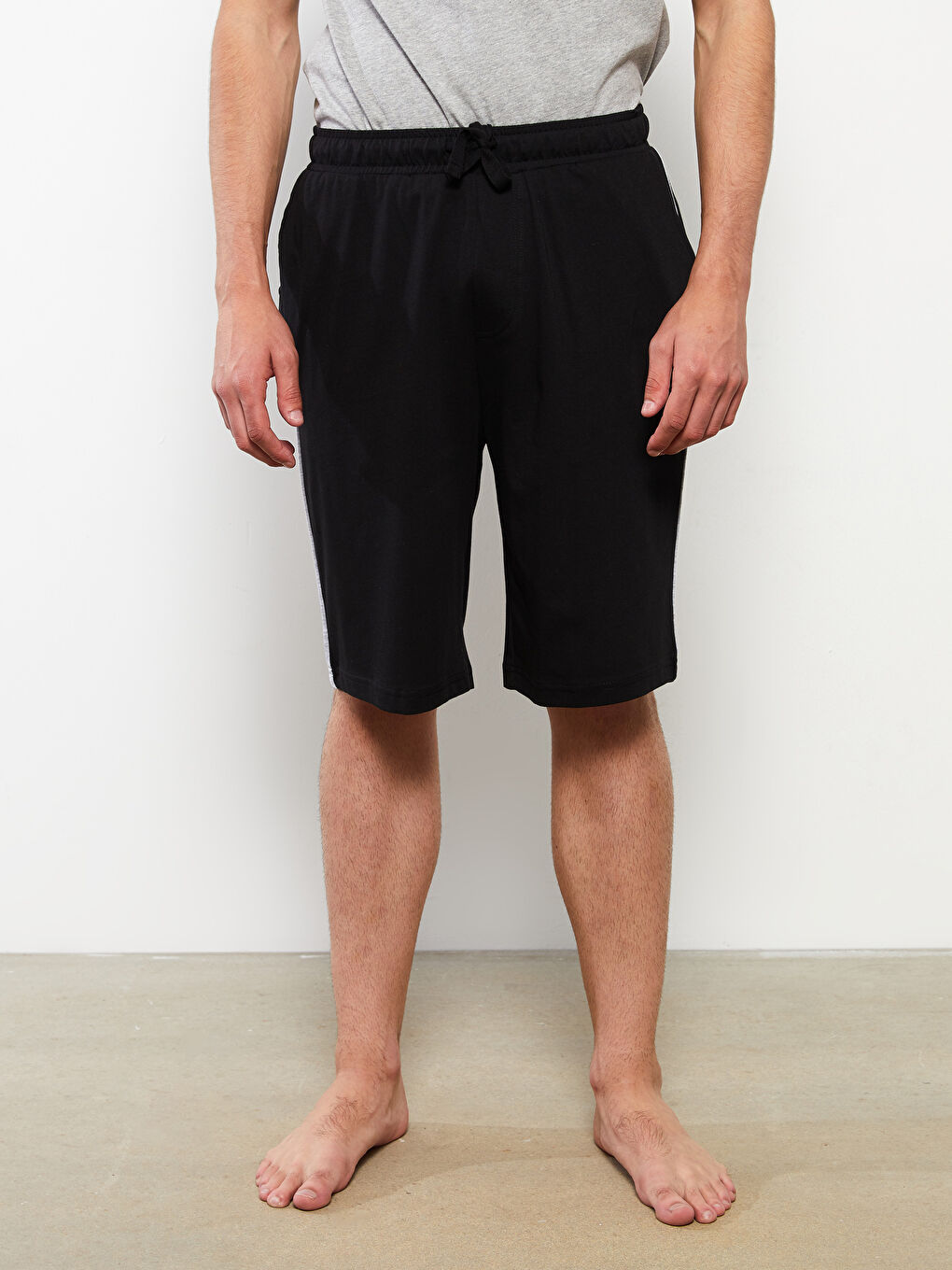 Siyah Standart Kalıp Erkek Pijama Alt Şort-2