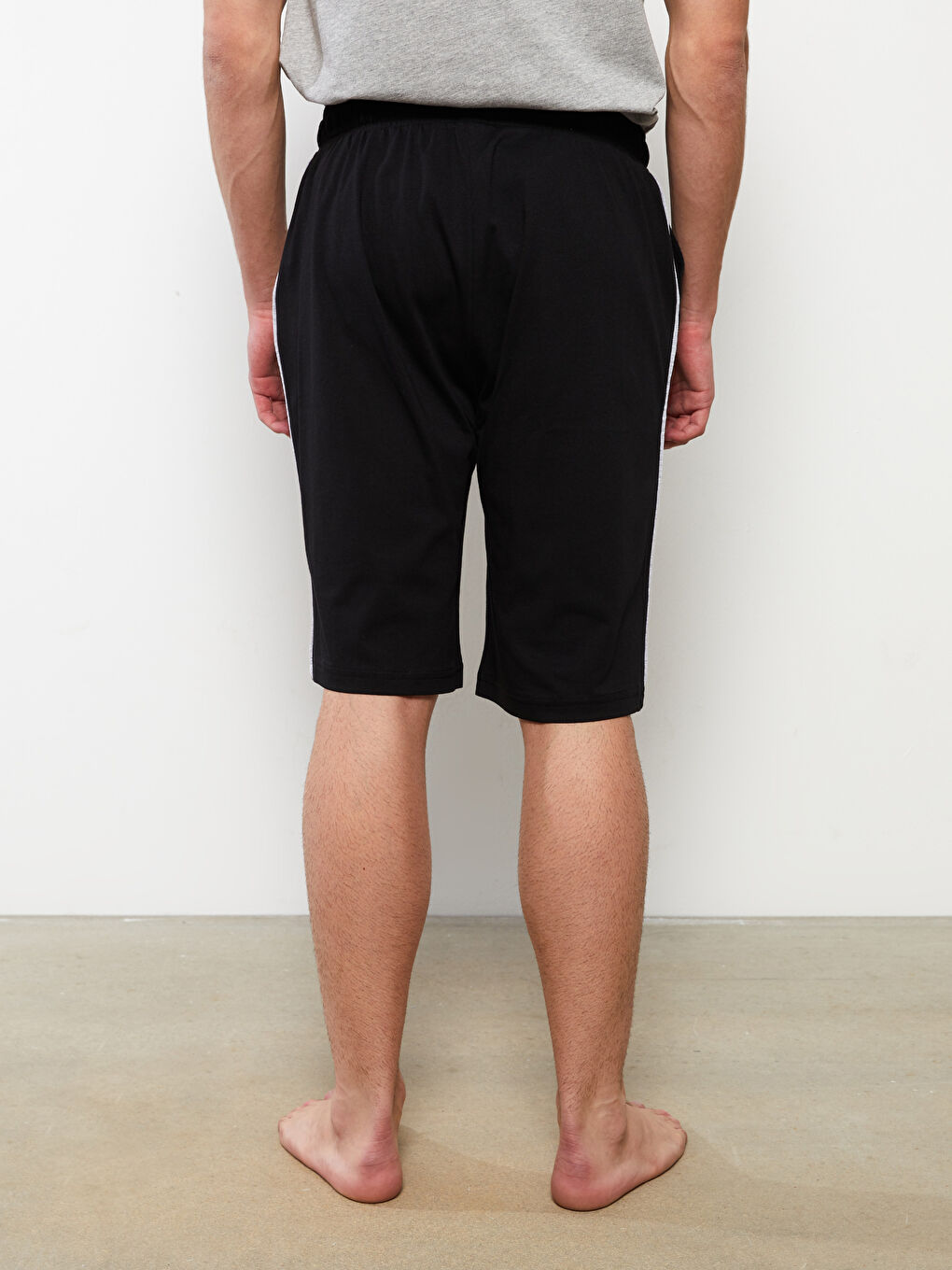 Siyah Standart Kalıp Erkek Pijama Alt Şort-3