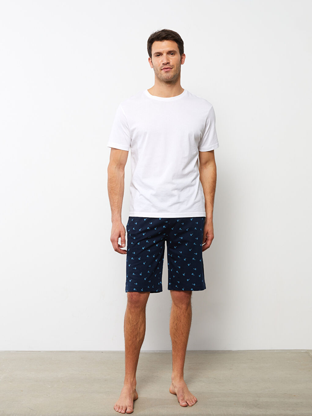 Ерлерге арналған стандартты пішім пижама шалбарлары шорты-1