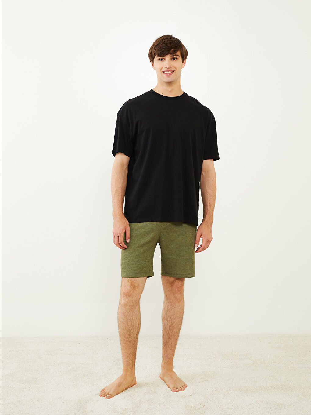 Yeşil Standart Kalıp Erkek Pijama Alt Şort