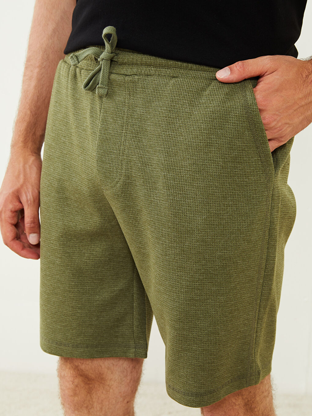 Yeşil Standart Kalıp Erkek Pijama Alt Şort-2