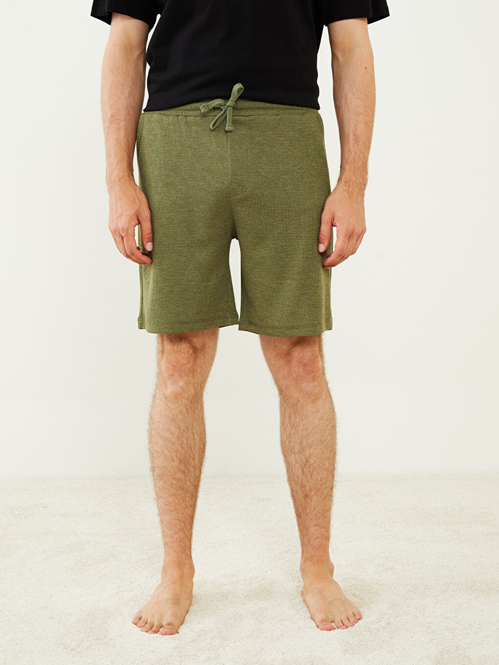 Yeşil Standart Kalıp Erkek Pijama Alt Şort-3