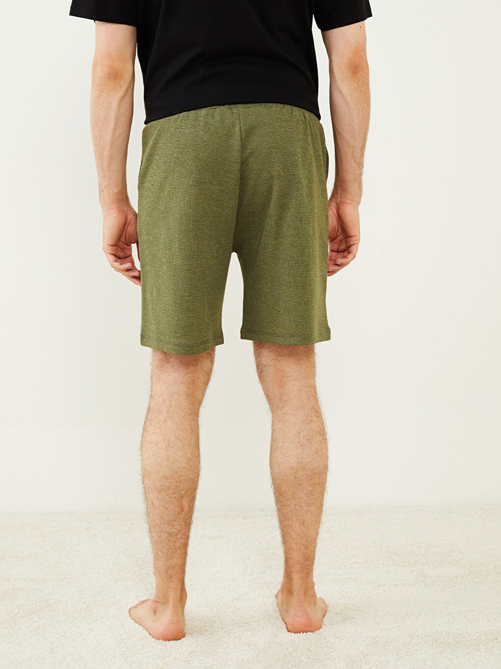 Yeşil Standart Kalıp Erkek Pijama Alt Şort-4