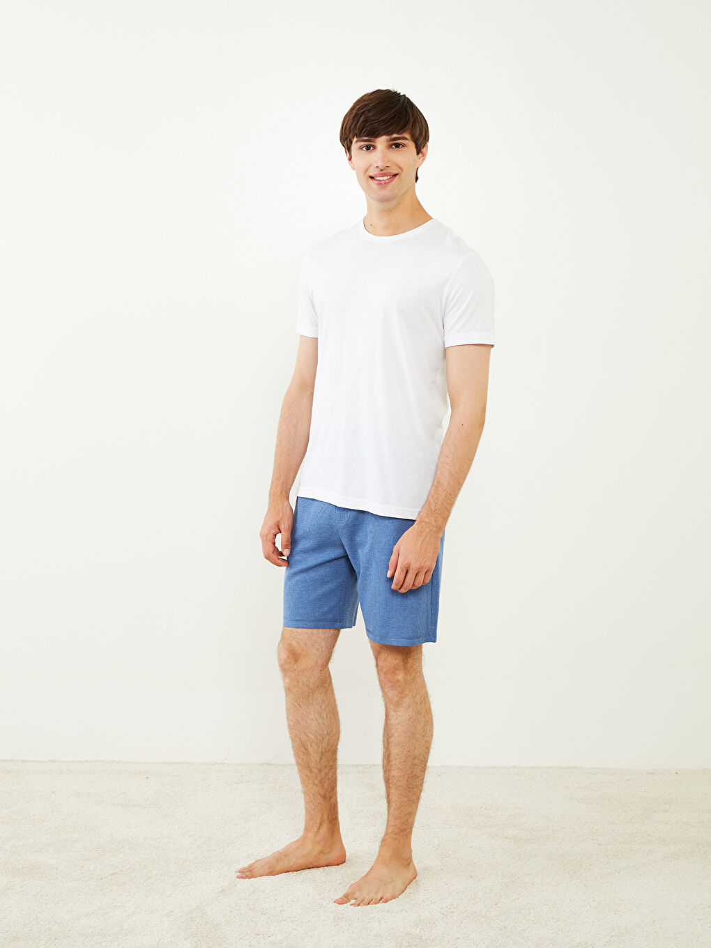 Ерлерге арналған стандартты пішім пижама шалбарлары шорты-1