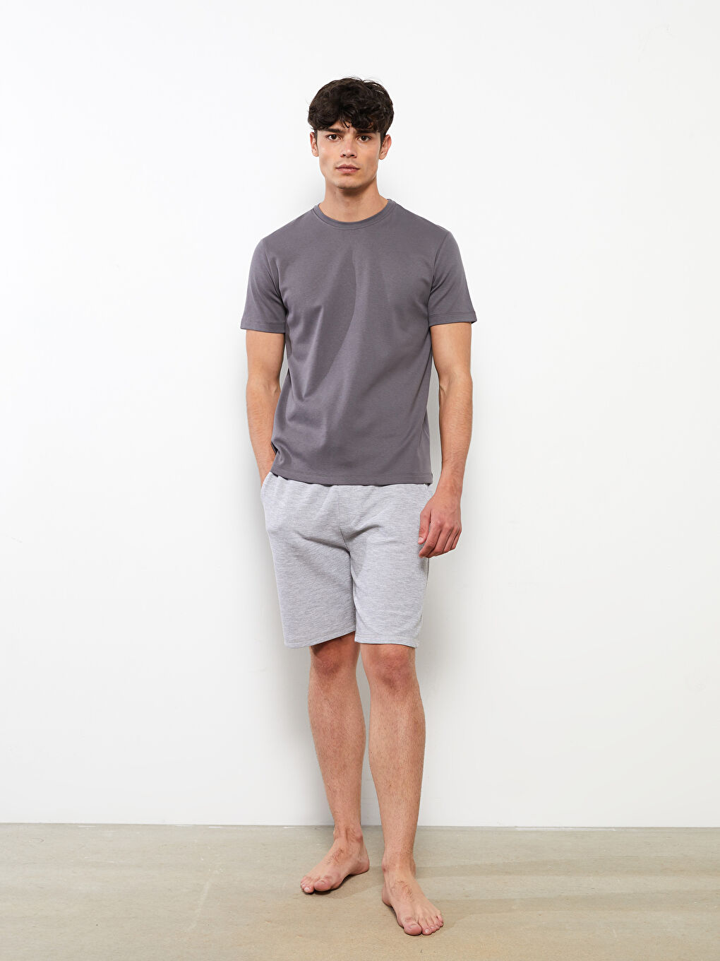 Gri Standart Kalıp Erkek Pijama Alt Şort