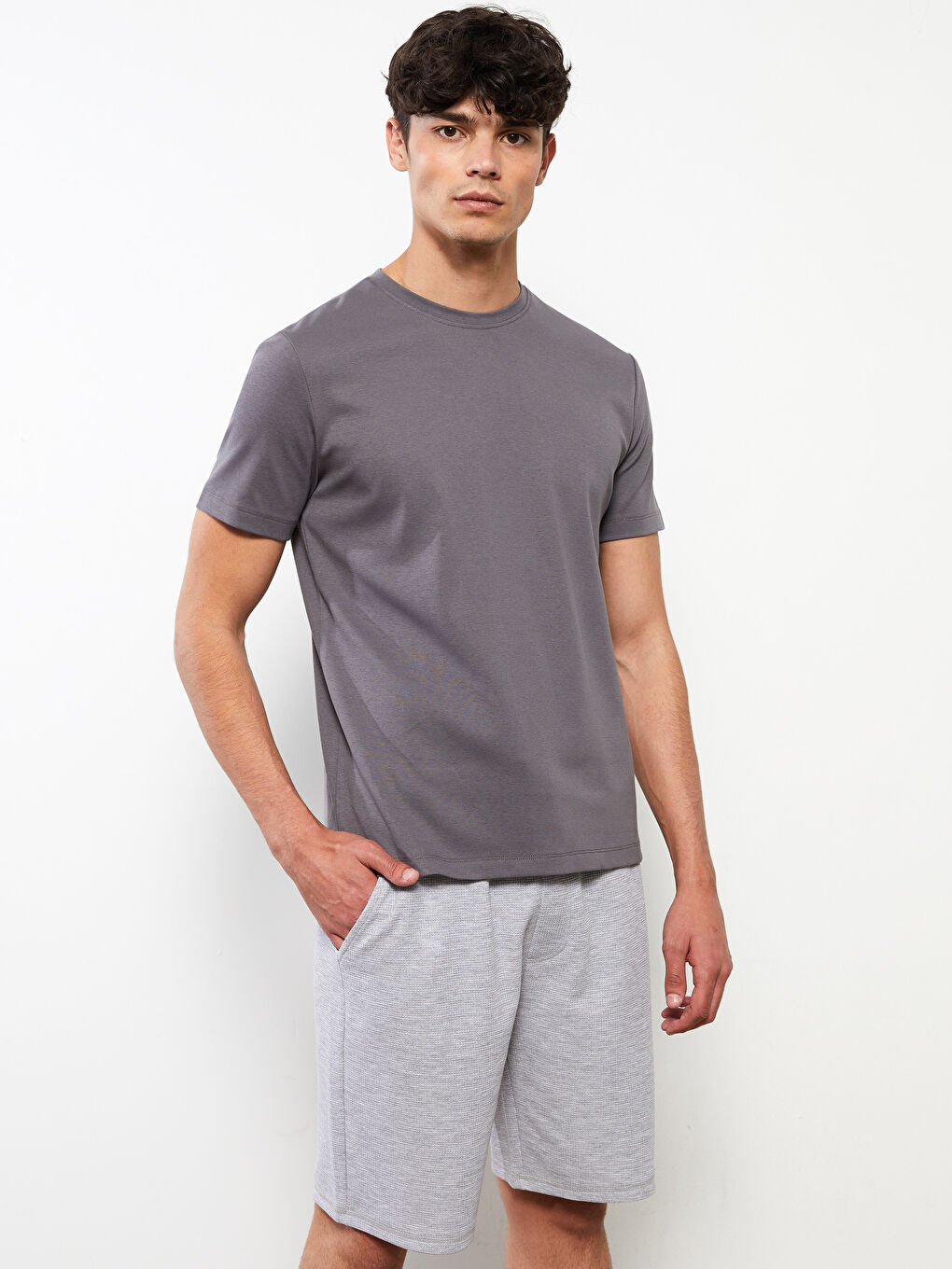 Gri Standart Kalıp Erkek Pijama Alt Şort-1