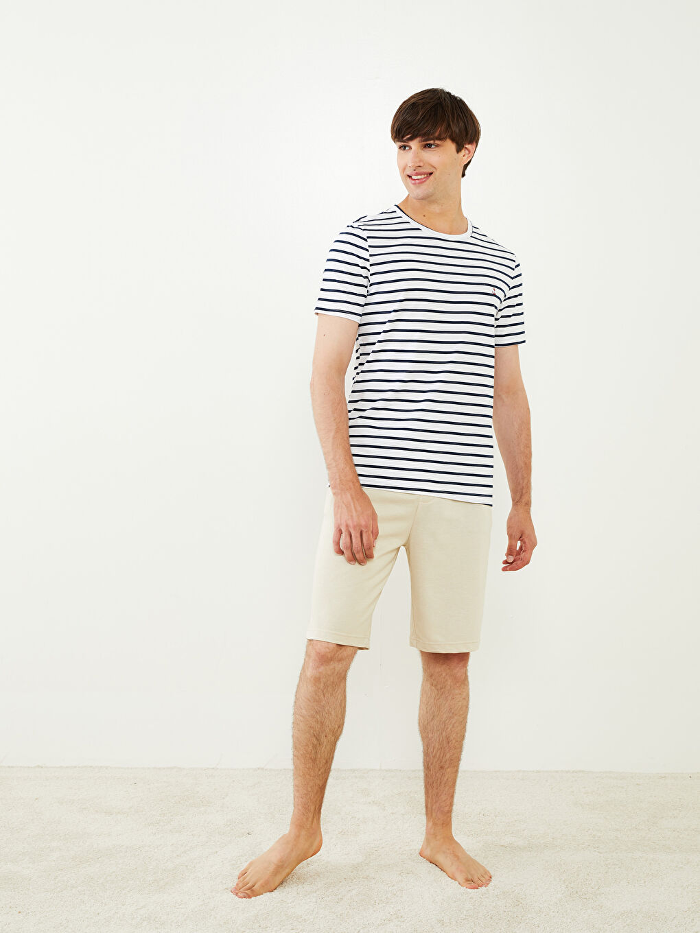 Bej Standart Kalıp Erkek Pijama Alt Şort
