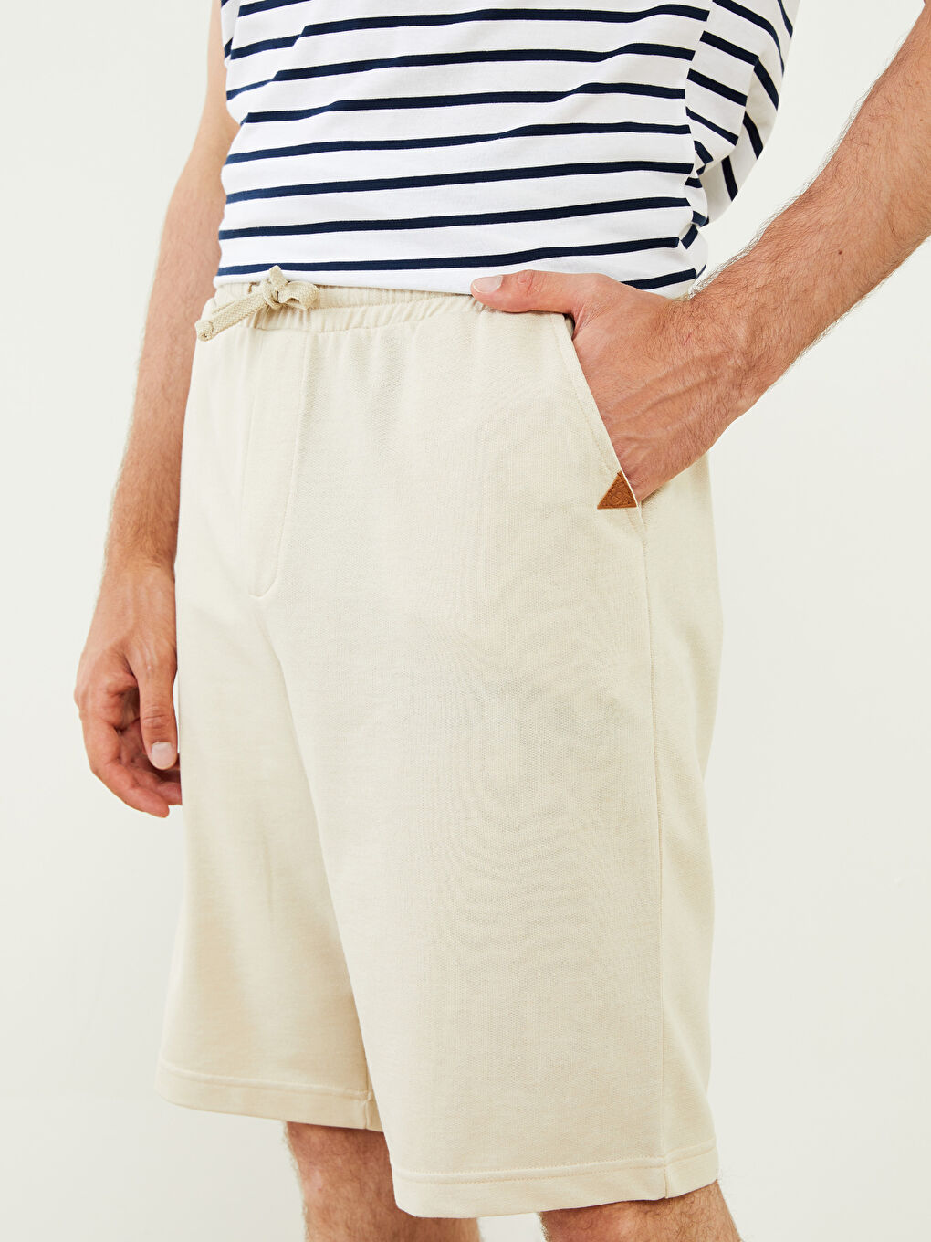 Bej Standart Kalıp Erkek Pijama Alt Şort-2