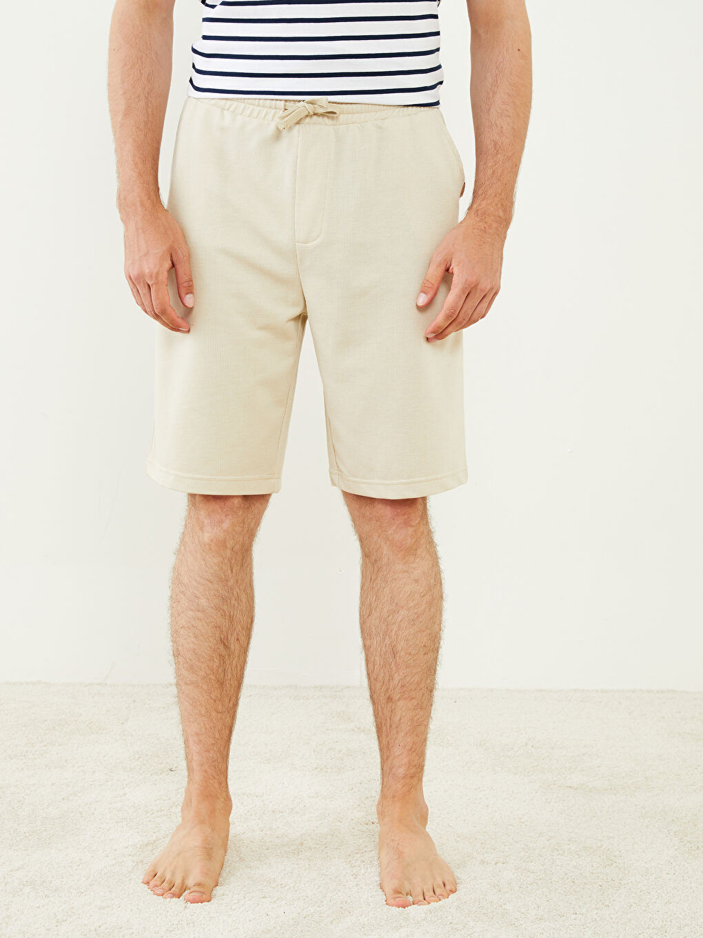 Bej Standart Kalıp Erkek Pijama Alt Şort-3