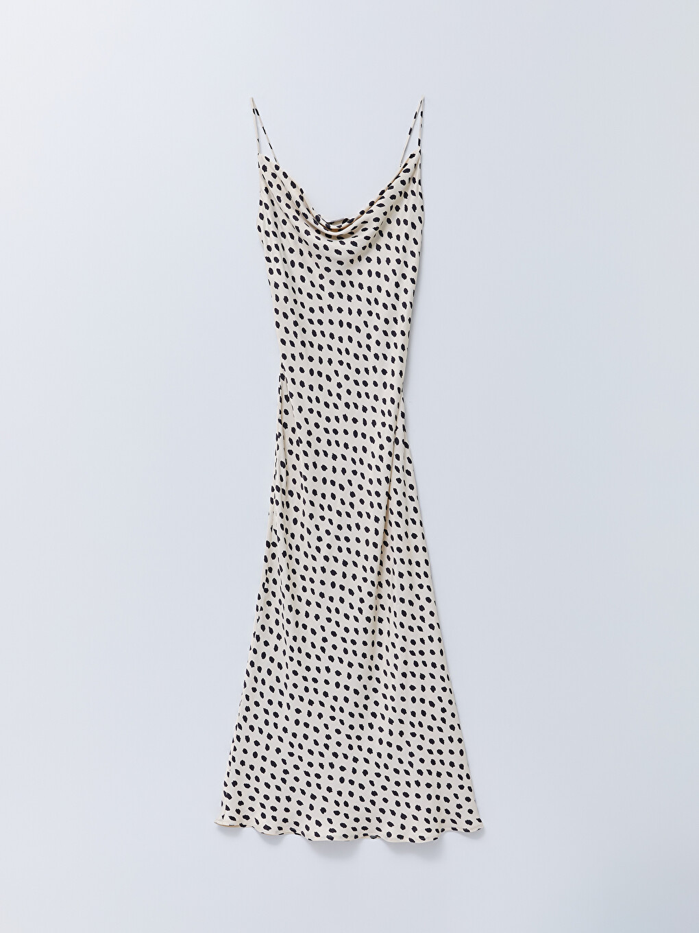 Flowy Collar Patterned Satin Women's Dress-5