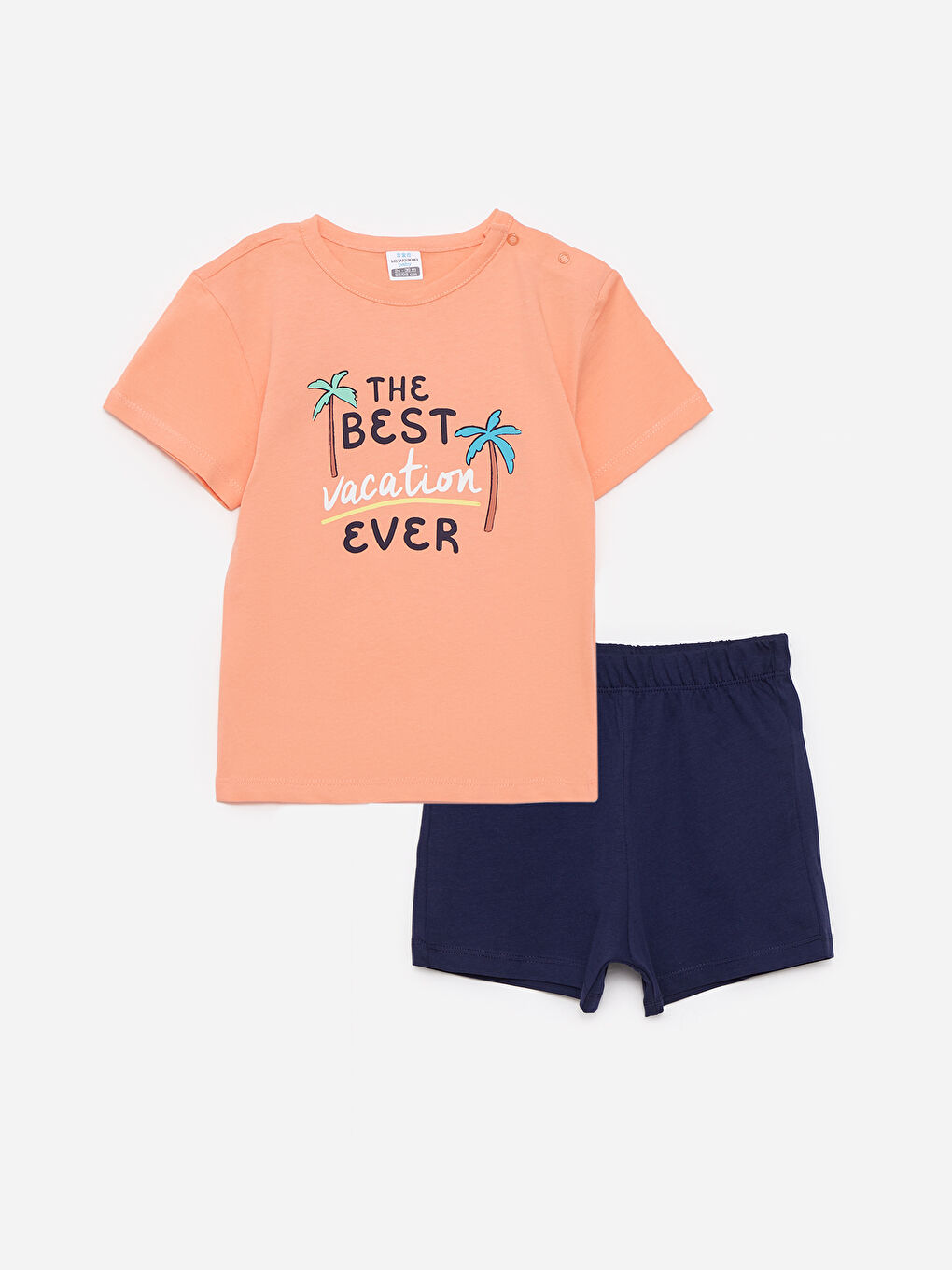 Ensemble T-Shirt et Short Bébé Garçon en Coton Imprimé à Manches Courtes et Col Rond Lot de 2