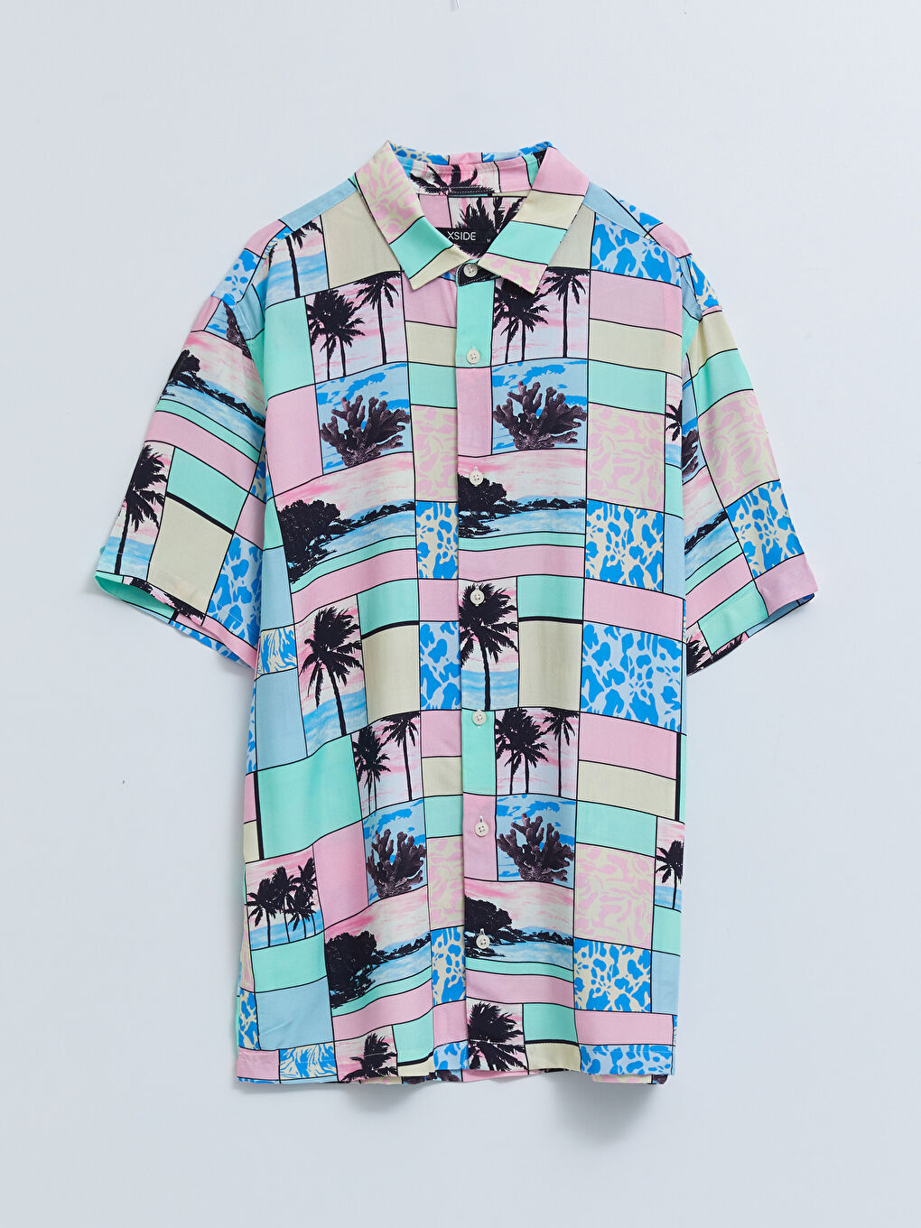 Pembe Regular Fit Kısa Kollu Desenli Erkek Gömlek-5