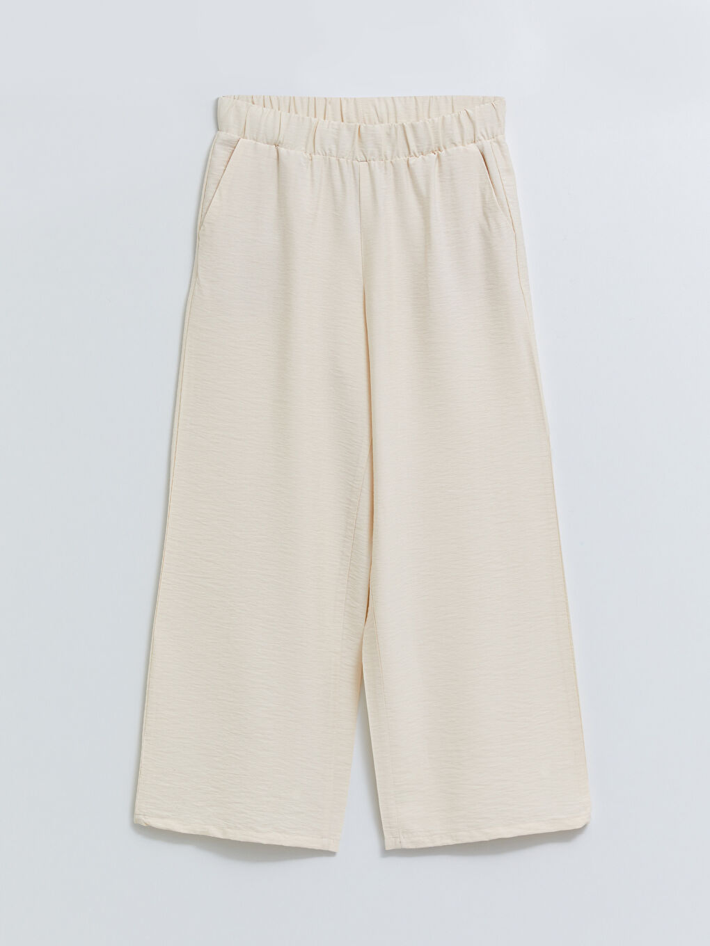 بنطلون بالازو حريمي رجل واسعة بتفاصيل جيب و خصر مطاطي مستقيم-5