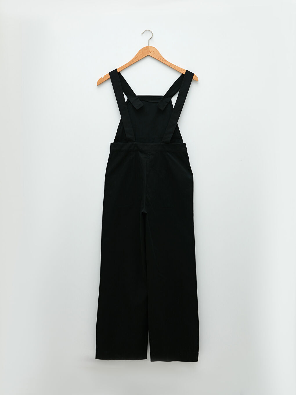 LCW Modest Siyah Kare Yaka Düz Askılı Gabardin Kadın Tulum - 5
