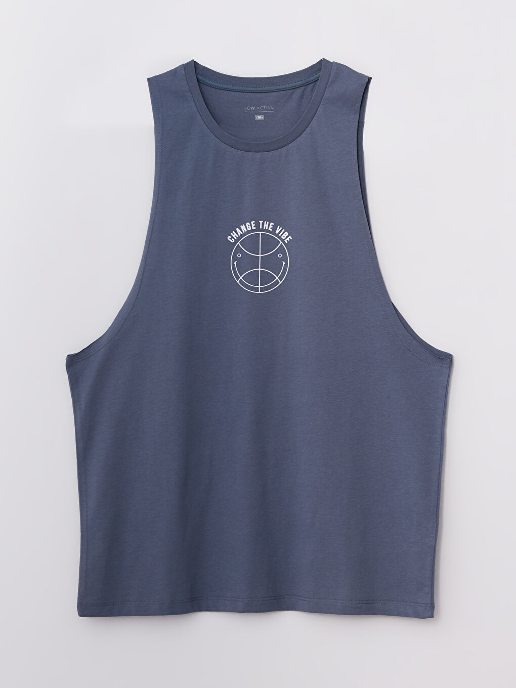 İndigo Bisiklet Yaka Baskılı Erkek Kolsuz Tişört