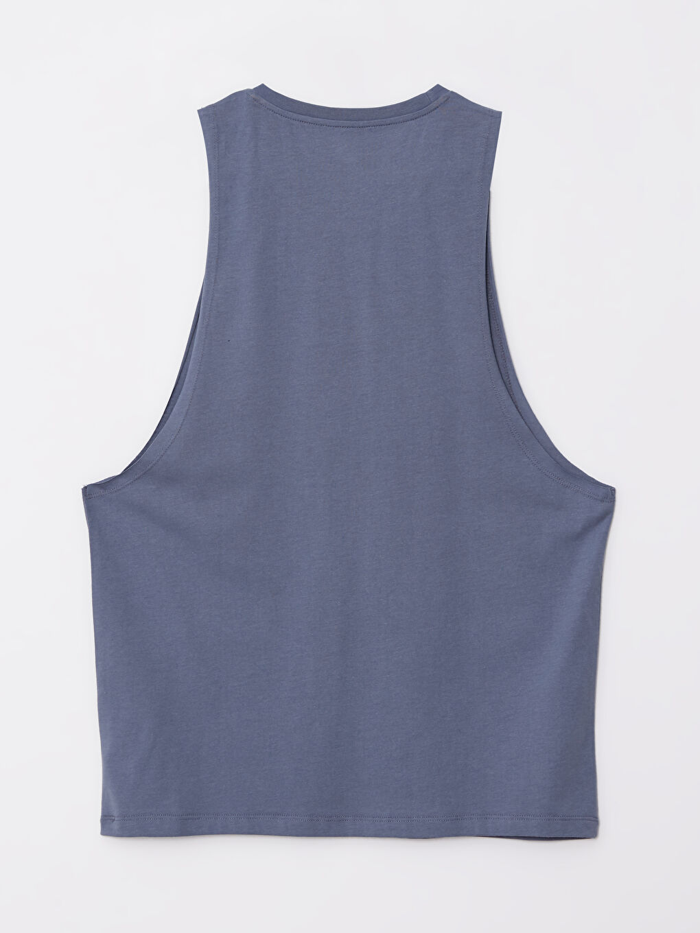 İndigo Bisiklet Yaka Baskılı Erkek Kolsuz Tişört-1