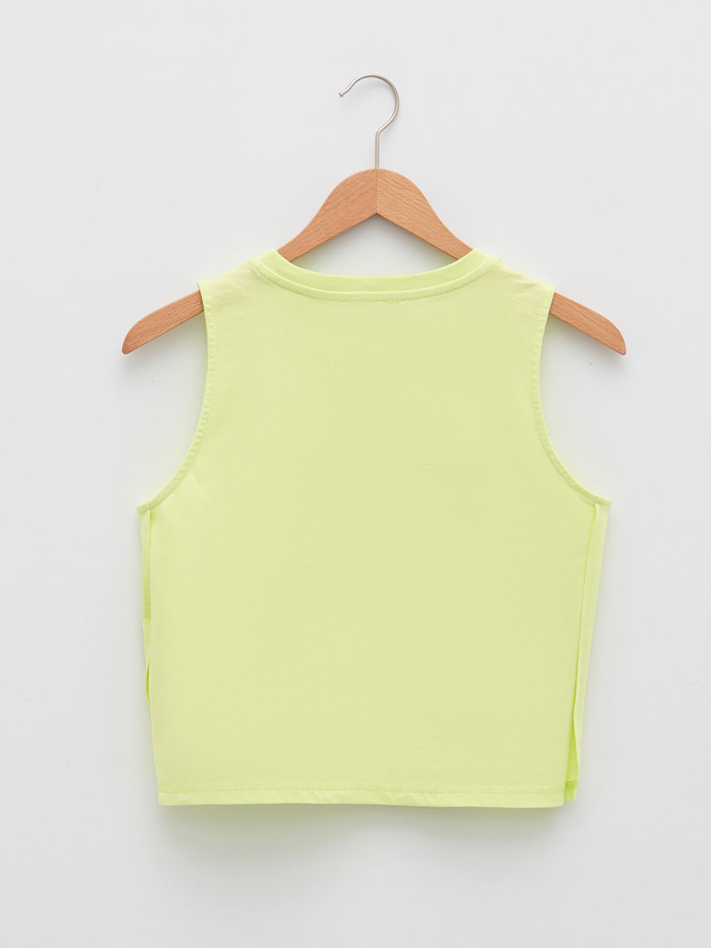 Sarı Kadın Bisiklet Yaka Düz Kolsuz Crop-1