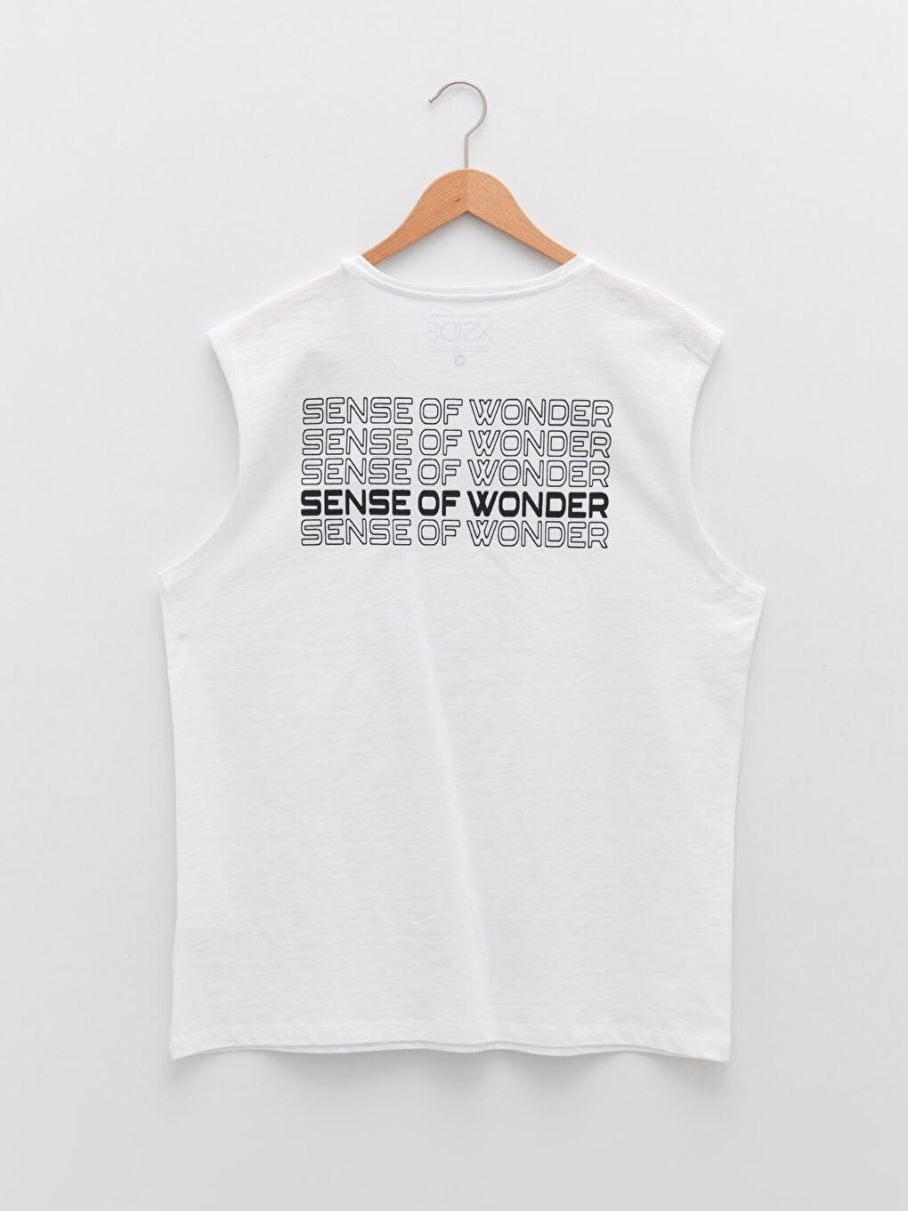 Beyaz Bisiklet Yaka Baskılı Erkek Kolsuz Tişört-6