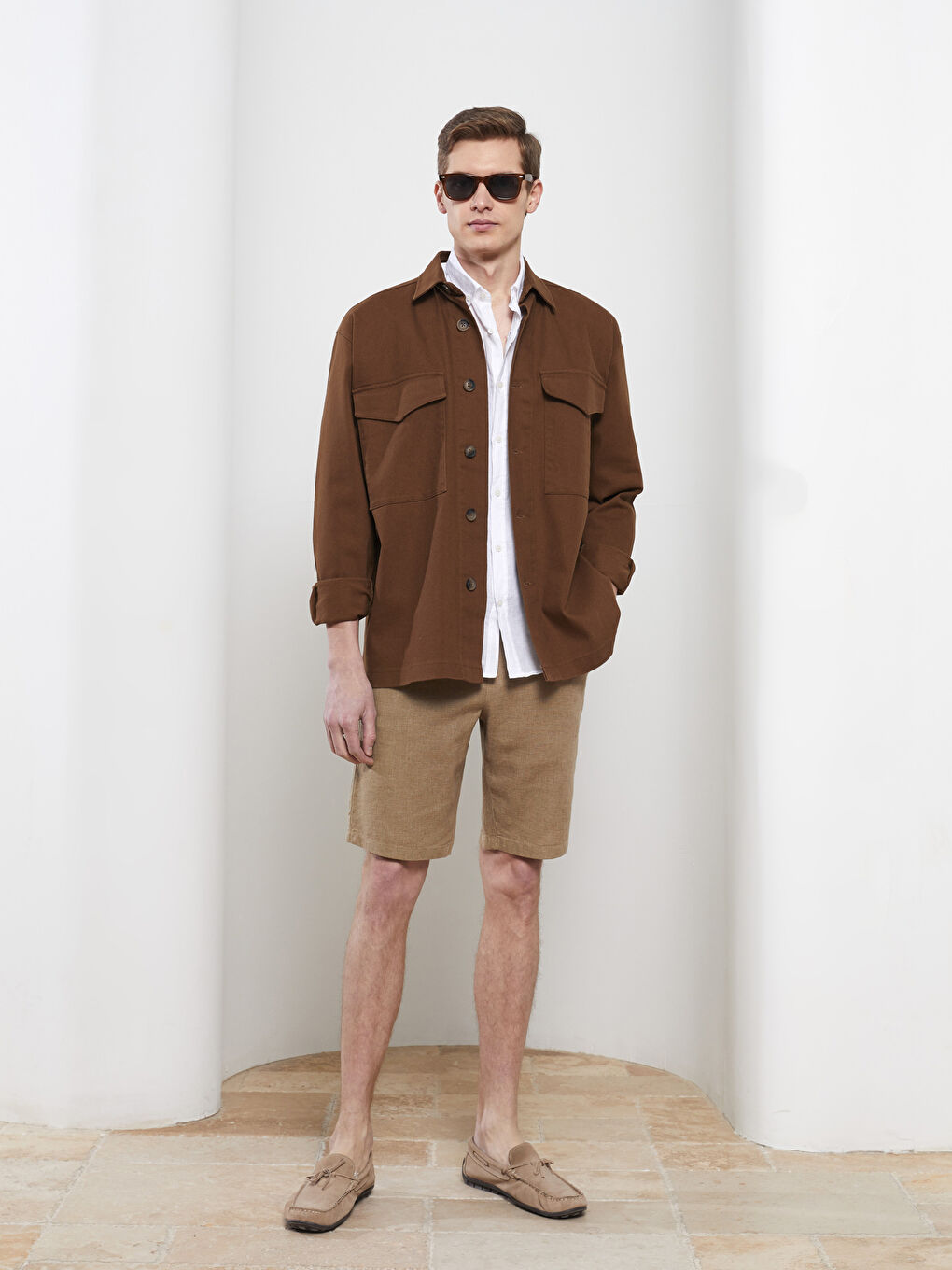 Kahverengi Regular Fit Uzun Kollu Erkek Gömlek Ceket-2