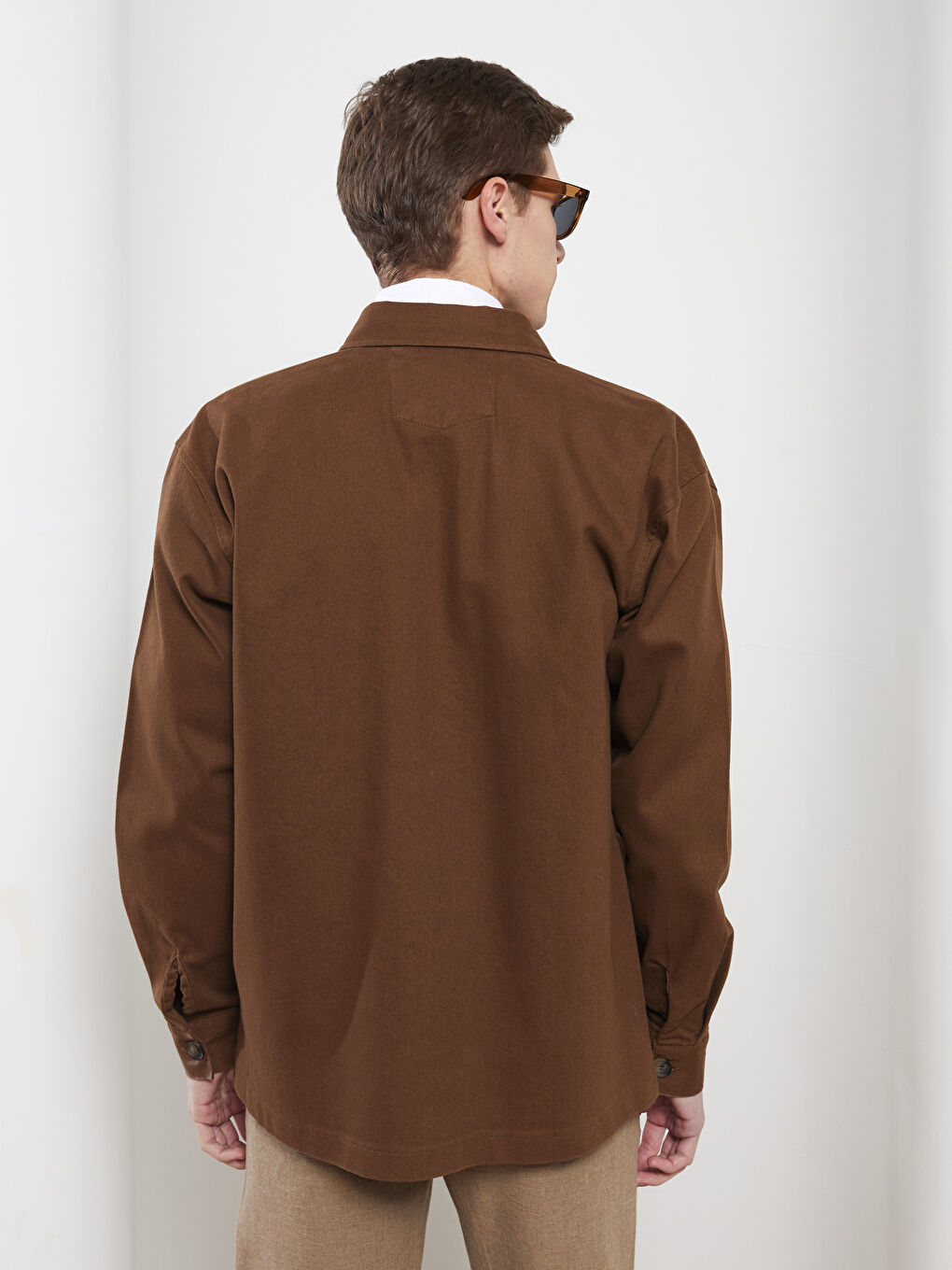 Kahverengi Regular Fit Uzun Kollu Erkek Gömlek Ceket-4
