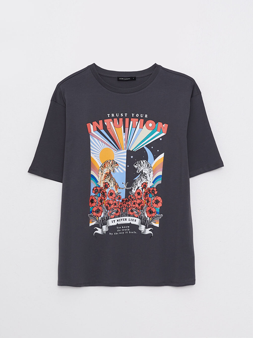 T-shirt en Coton à Manches Courtes Imprimé à Col Rond pour Femmes-5