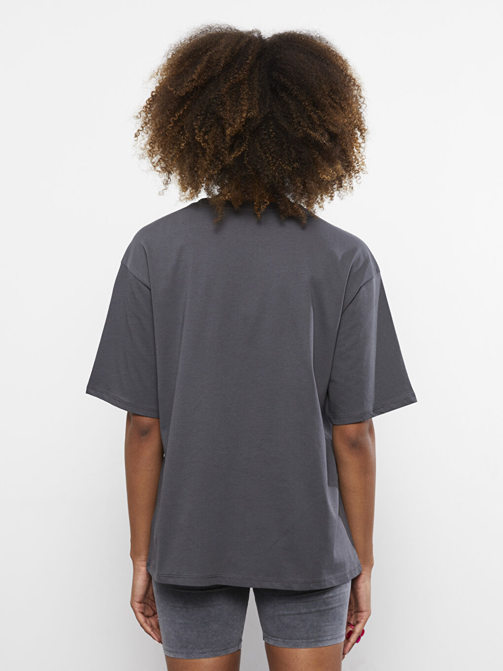 T-shirt en Coton à Manches Courtes Imprimé à Col Rond pour Femmes-4