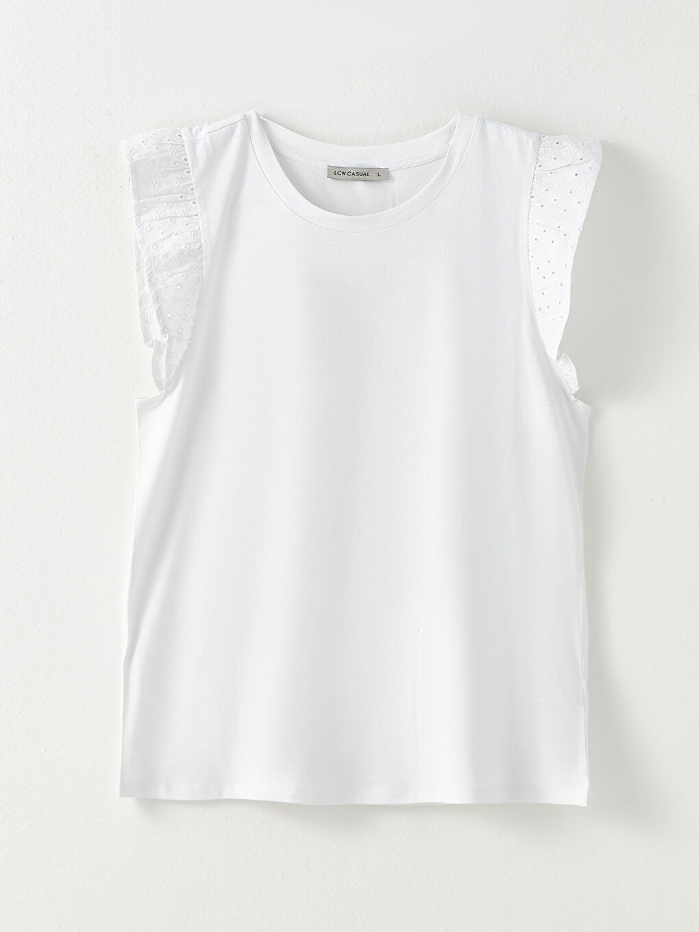 T-shirt en coton à manches courtes droites avec col rond pour Femmes-5