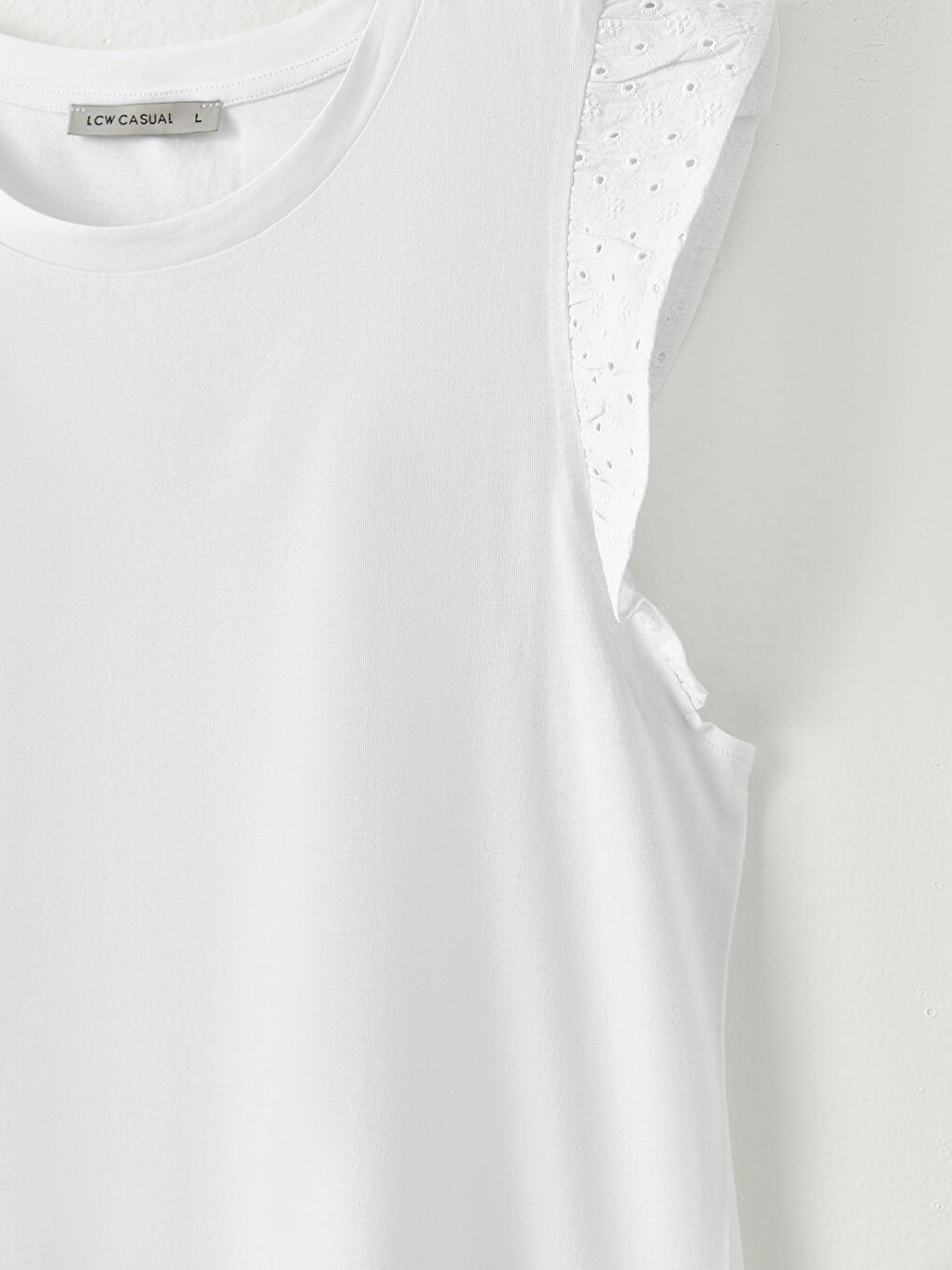 T-shirt en coton à manches courtes droites avec col rond pour Femmes-7