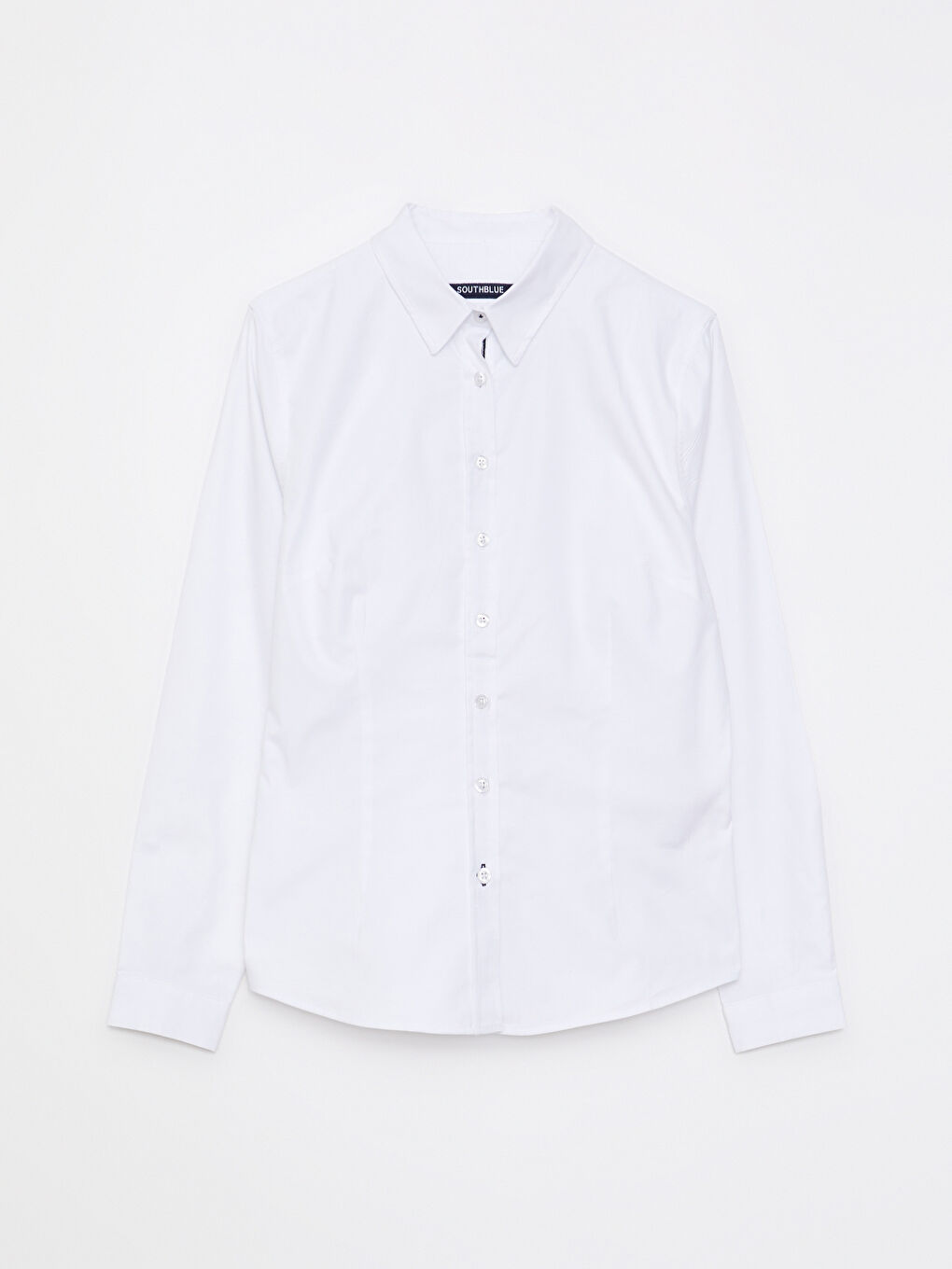 Beyaz Önden Düğme Kapamalı Düz Uzun Kollu Oxford Kadın Gömlek-6