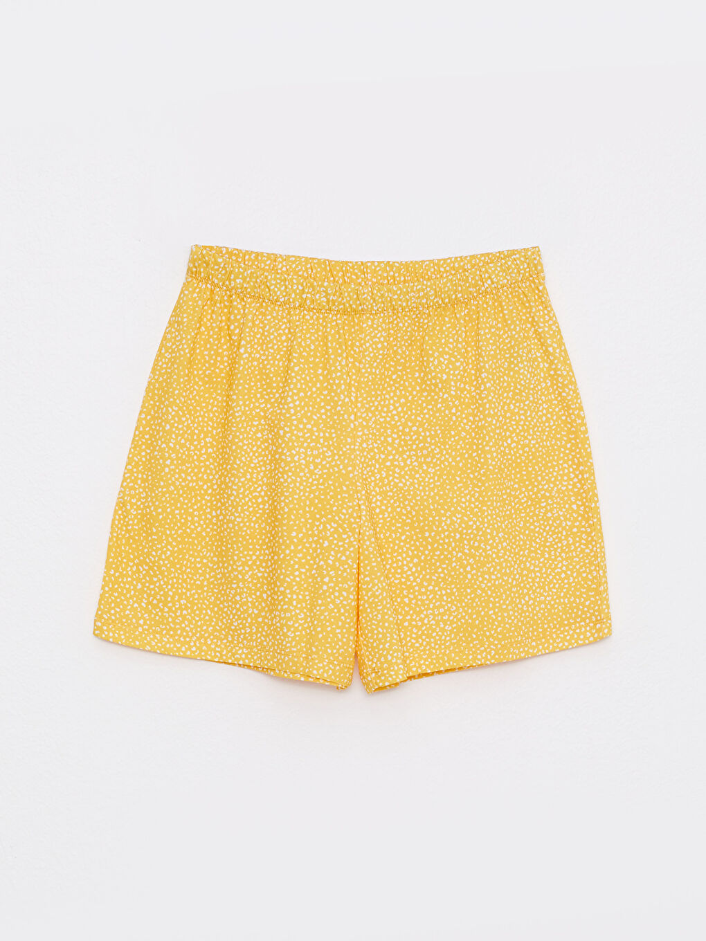 Sarı Bisiklet Yaka Baskılı Kısa Kollu Pamuklu Kadın Pijama Takımı-8