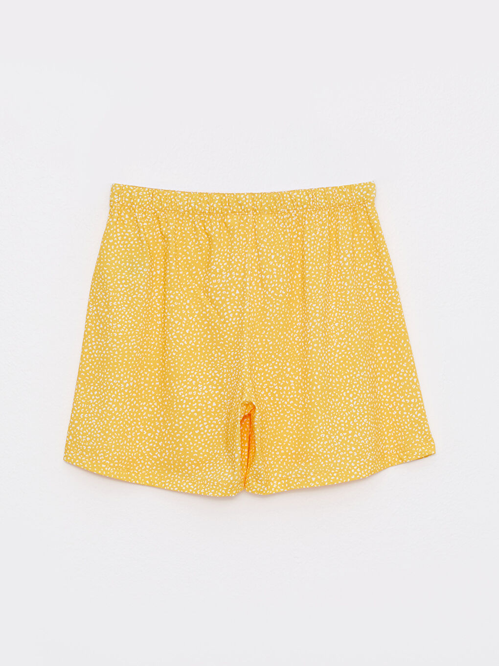 Sarı Bisiklet Yaka Baskılı Kısa Kollu Pamuklu Kadın Pijama Takımı-9