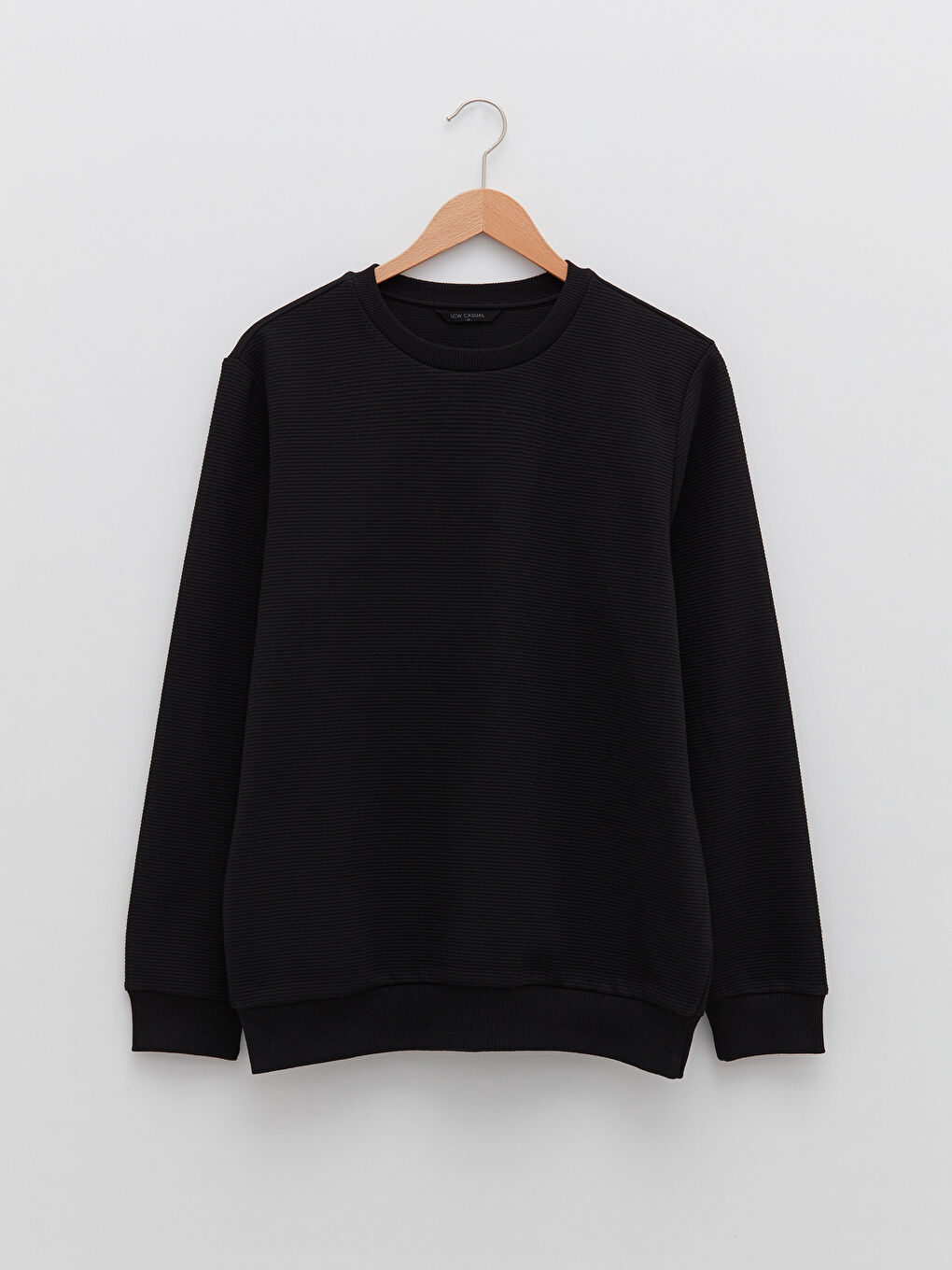 Siyah Bisiklet Yaka Uzun Kollu Erkek Sweatshirt-5